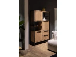Hoge Barkast CARLTON - Natuur/zwart Metaal Hout -Zuiver || RICHMOND Verkoop maxfurn carlton 50152