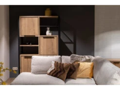 Hoge Barkast CARLTON - Natuur/zwart Metaal Hout -Zuiver || RICHMOND Verkoop maxfurn carlton 50153