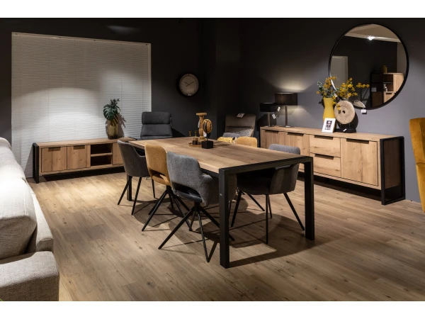 Eetkamertafel CARLTON - Natuur/zwart Metaal Hout 4 Eetkamertafel CARLTON - Natuur/zwart Metaal Hout - Afbeelding 4