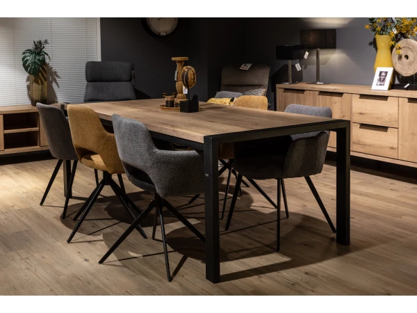 Eetkamertafel CARLTON - Natuur/zwart Metaal Hout 5 Eetkamertafel CARLTON - Natuur/zwart Metaal Hout - Afbeelding 5