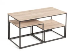 Set Salontafels MEX - Fresh Oak/zwart Metaal Hout -Zuiver || RICHMOND Verkoop maxfurn mex 57735