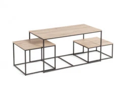 Set Salontafels MEX - Fresh Oak/zwart Metaal Hout