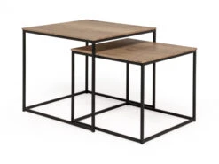 Set Van 2 Salontafels SIMON - Natuur/zwart Metaal Hout