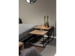 Set Van 2 Salontafels SIMON - Natuur/zwart Metaal Hout -Zuiver || RICHMOND Verkoop maxfurn simon 49691