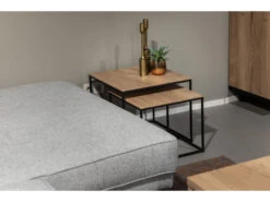 Set Van 2 Salontafels SIMON - Natuur/zwart Metaal Hout -Zuiver || RICHMOND Verkoop maxfurn simon 49692