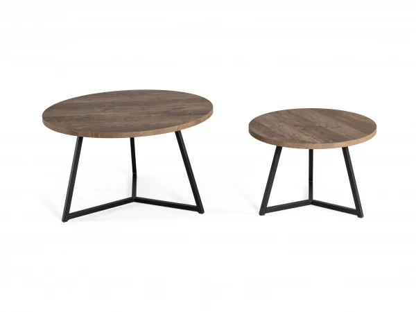 Set Van 2 Salontafels TORINO - Mokka Hout 2 Set Van 2 Salontafels TORINO - Mokka Hout - Afbeelding 2