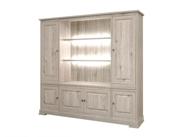 Vitrinekast KENT - Licht Grijs Hout 1 Vitrinekast KENT - Licht Grijs Hout