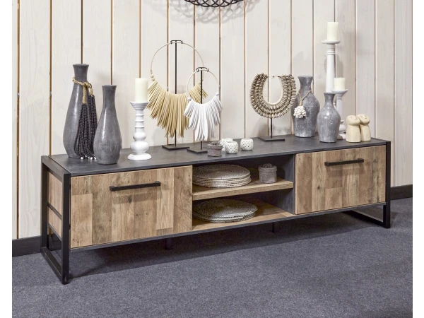 Tv-kast SAMIR Groot (gemonteerd) - Natuurlijke Parketlook Hout 2 Tv-kast SAMIR Groot (gemonteerd) - Natuurlijke Parketlook Hout - Afbeelding 2