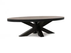 Salontafel SAMIR Ovaal Met Sterpoot - Natuurlijke Parketlook Hout