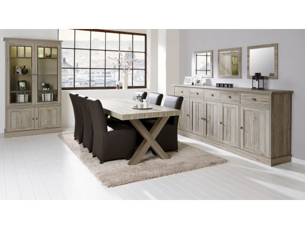 Highboard YORK 5 Deuren - Crystal Oak Beige Hout 2 Highboard YORK 5 Deuren - Crystal Oak Beige Hout - Afbeelding 2