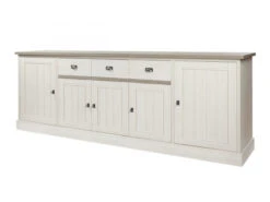 Kast Dressoir YORK 5 Deuren - Lariks & Crystal Oak Beige Wit