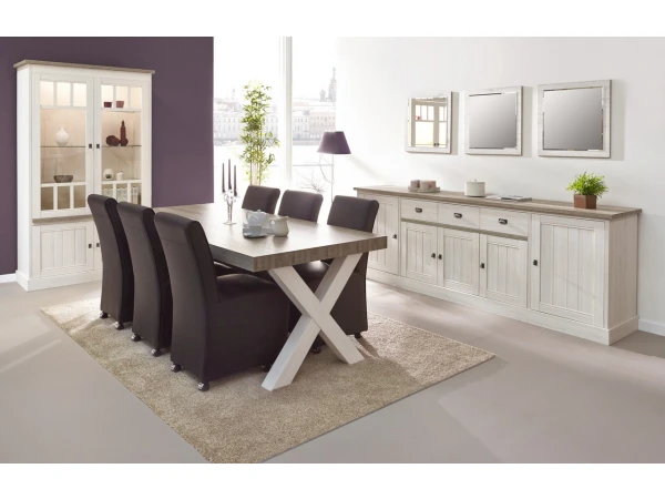 Kast Dressoir YORK 5 Deuren - Lariks & Crystal Oak Beige Wit 4 Kast Dressoir YORK 5 Deuren - Lariks & Crystal Oak Beige Wit - Afbeelding 4