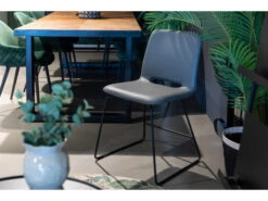 Eetkamerstoel PAMP - Grijs Leder/metaal Grijs -Zuiver || RICHMOND Verkoop mobitec pamp 59309