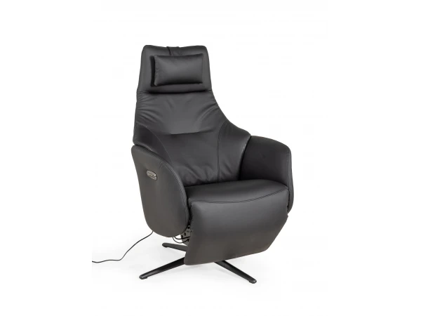 Elektrische Relaxfauteuil RANA - Zwart Leder Zwart 1 Elektrische Relaxfauteuil RANA - Zwart Leder Zwart