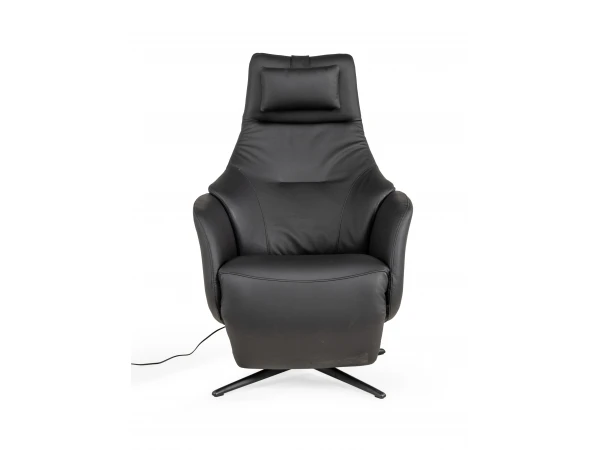 Elektrische Relaxfauteuil RANA - Zwart Leder Zwart 2 Elektrische Relaxfauteuil RANA - Zwart Leder Zwart - Afbeelding 2