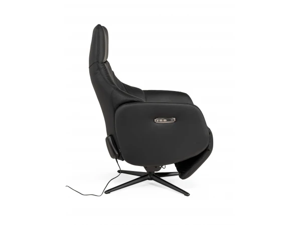 Elektrische Relaxfauteuil RANA - Zwart Leder Zwart 3 Elektrische Relaxfauteuil RANA - Zwart Leder Zwart - Afbeelding 3