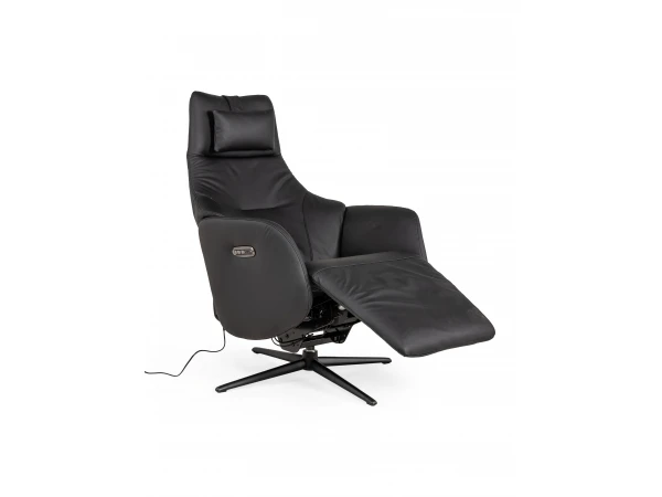 Elektrische Relaxfauteuil RANA - Zwart Leder Zwart 5 Elektrische Relaxfauteuil RANA - Zwart Leder Zwart - Afbeelding 5