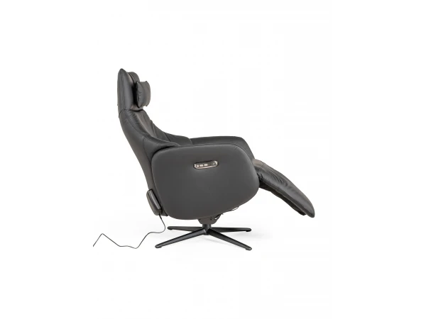 Elektrische Relaxfauteuil RANA - Zwart Leder Zwart 6 Elektrische Relaxfauteuil RANA - Zwart Leder Zwart - Afbeelding 6