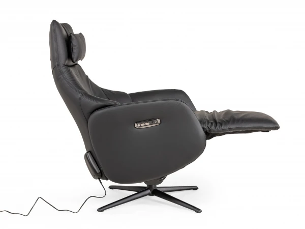 Elektrische Relaxfauteuil RANA - Zwart Leder Zwart 7 Elektrische Relaxfauteuil RANA - Zwart Leder Zwart - Afbeelding 7