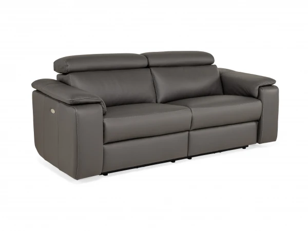 3-zit Met 2 Elektr. Relaxen SEATTLE - Donkergrijs Leder Grijs 2 3-zit Met 2 Elektr. Relaxen SEATTLE - Donkergrijs Leder Grijs - Afbeelding 2