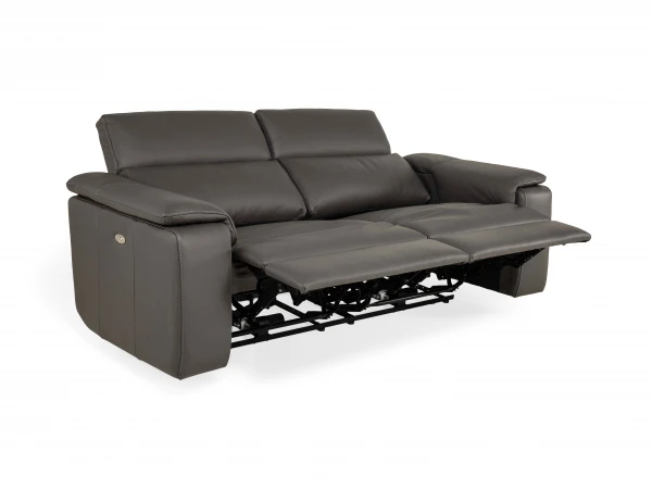 3-zit Met 2 Elektr. Relaxen SEATTLE - Donkergrijs Leder Grijs 4 3-zit Met 2 Elektr. Relaxen SEATTLE - Donkergrijs Leder Grijs - Afbeelding 4
