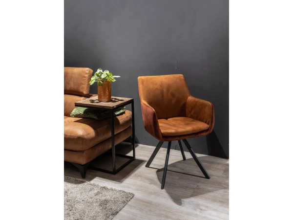 Armstoel Met Draaifunctie SANTIAGO - Cognac/copper Cognac 2 Armstoel Met Draaifunctie SANTIAGO - Cognac/copper Cognac - Afbeelding 2