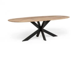 Ovale Eetkamertafel - Eiken Snow/zwart Hout