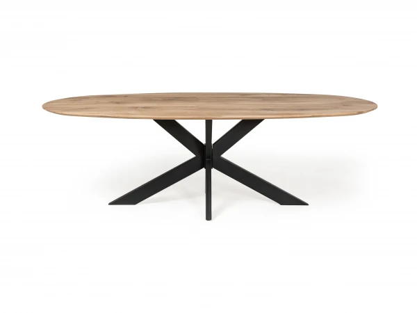 Ovale Eetkamertafel - Eiken Snow/zwart Hout 2 Ovale Eetkamertafel - Eiken Snow/zwart Hout - Afbeelding 2