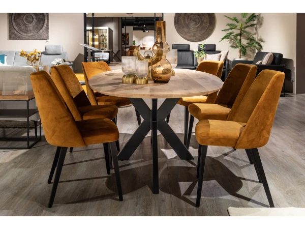 Ovale Eetkamertafel - Eiken Snow/zwart Hout 3 Ovale Eetkamertafel - Eiken Snow/zwart Hout - Afbeelding 3