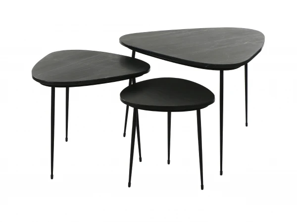 Set Van 3 Bijzettafels AXIO - Zwart Marmer Zwart 1 Set Van 3 Bijzettafels AXIO - Zwart Marmer Zwart