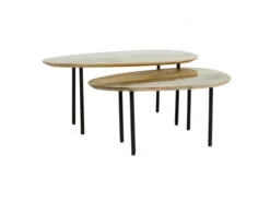 Set Van 2 Bijzettafels OXIL - Green Wood Hout