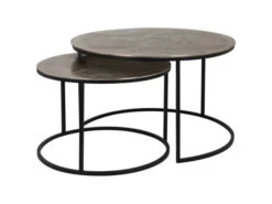 RICHMOND Set Van 2 Salontafels ASHER - Metaal/zwart Zwart