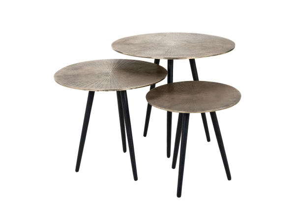 RICHMOND Set 3 Salontafels VITTORIO - Goud Goud 1 RICHMOND Set 3 Salontafels VITTORIO - Goud Goud
