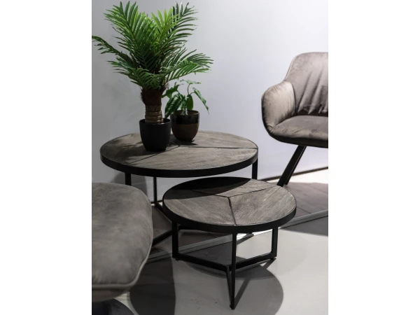 Set Van 2 Bijzettafels LAVEU - Grijs Grijs 4 Set Van 2 Bijzettafels LAVEU - Grijs Grijs - Afbeelding 4