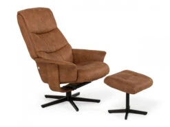 Fauteuil ANNA Met Voetbank - Cognac Cognac