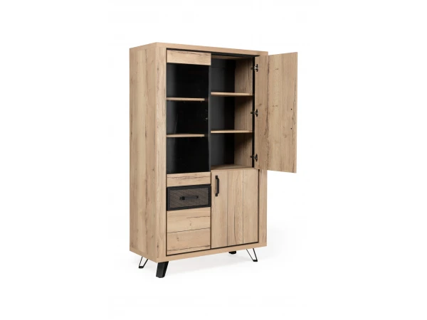 Vitrine ARCHIE - Halifax Eik/zwart Metaal Hout 4 Vitrine ARCHIE - Halifax Eik/zwart Metaal Hout - Afbeelding 4