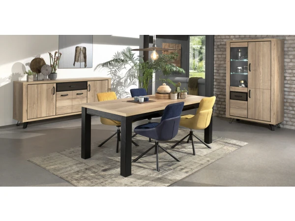 Vitrine ARCHIE - Halifax Eik/zwart Metaal Hout 2 Vitrine ARCHIE - Halifax Eik/zwart Metaal Hout - Afbeelding 2