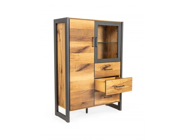 Vitrinekast FINLAND - Balkeneik Fineer Hout 2 Vitrinekast FINLAND - Balkeneik Fineer Hout - Afbeelding 2