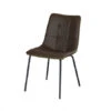 Stoel LUCCA - Bruin/olijf Lederlook Donkerbruin