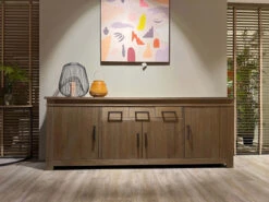 Dressoir 4 Deuren En 3 Laden MALLORCA - Metallic Eik Hout