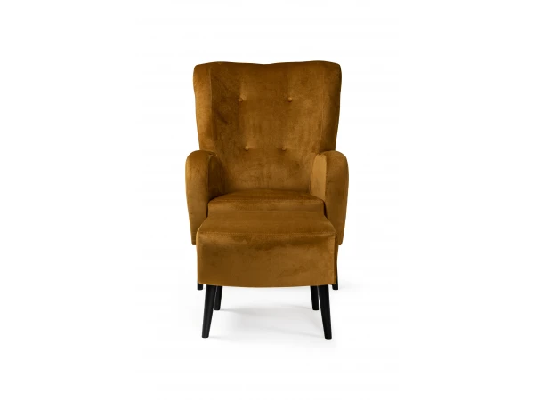 Fauteuil Met Voetbank OMNIA - Kronos Gold Goud 2 Fauteuil Met Voetbank OMNIA - Kronos Gold Goud - Afbeelding 2