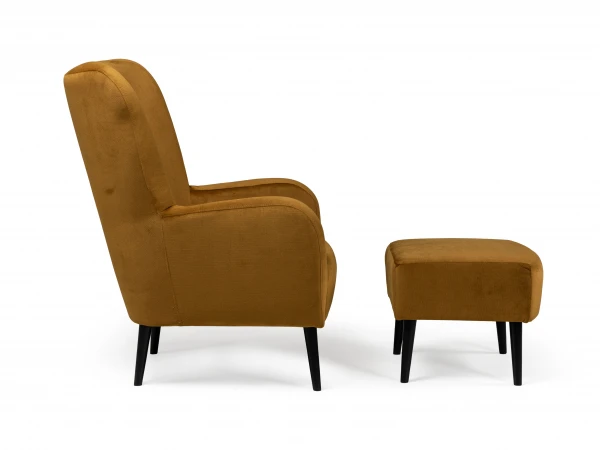 Fauteuil Met Voetbank OMNIA - Kronos Gold Goud 3 Fauteuil Met Voetbank OMNIA - Kronos Gold Goud - Afbeelding 3