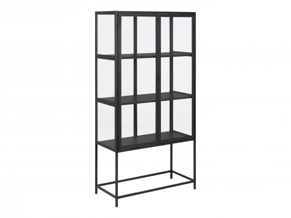 Vitrine SEAFORD - Zwart/metaal Zwart 1 Vitrine SEAFORD - Zwart/metaal Zwart