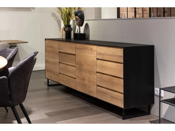 Dressoir ALEXI - Zwart/naturel Hout 2 Dressoir ALEXI - Zwart/naturel Hout - Afbeelding 2