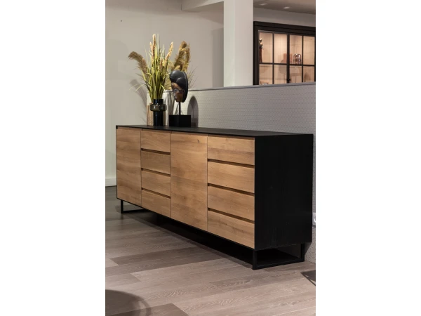 Dressoir ALEXI - Zwart/naturel Hout 3 Dressoir ALEXI - Zwart/naturel Hout - Afbeelding 3