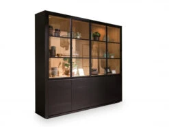 Vitrine ZEN Incl. Led - Black Matte/smoked Oak Hout
