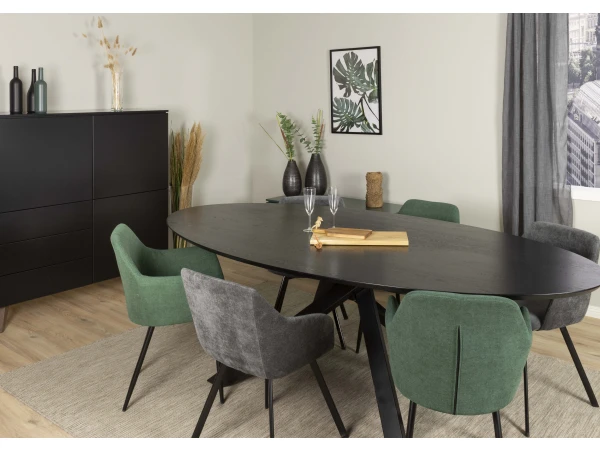 Ovale Tafel COX - Zwart Hout/metaal Zwart 9 Ovale Tafel COX - Zwart Hout/metaal Zwart - Afbeelding 9