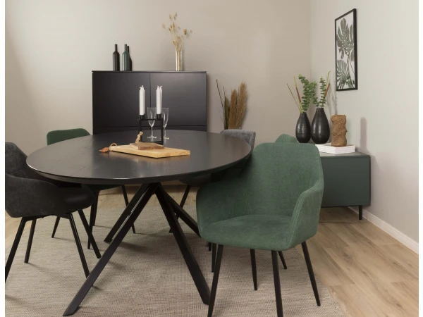 Ovale Tafel COX - Zwart Hout/metaal Zwart 8 Ovale Tafel COX - Zwart Hout/metaal Zwart - Afbeelding 8