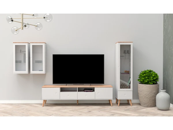 Tv-meubel DOT - Wit/Eik Wit 2 Tv-meubel DOT - Wit/Eik Wit - Afbeelding 2