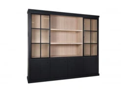 Vitrine BRIGHTON Incl. Led - Black Matte/naturel Zwart